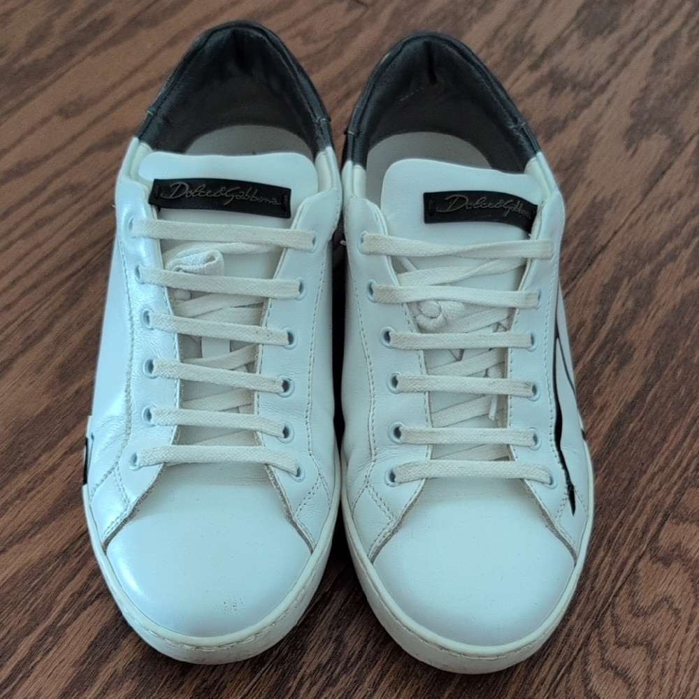 Dolce and Gabbana White Leather Sneakers
